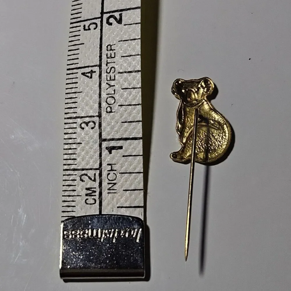 Vtg 1970's Stamped Swann & Hudson Koala Bear Gold Tone Tiny Stick Pin Australia